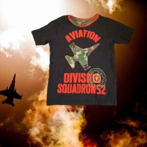 TU Black Short Sleeve Cotton Aviation Graphic Tee